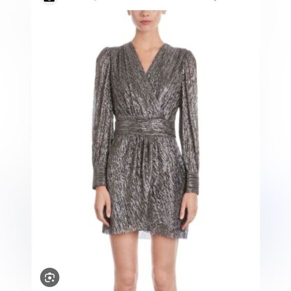 $415 The Kooples Metallic Pleated Mini Dress NWT - Picture 4 of 10